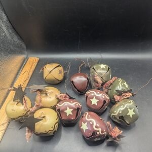 Rustic Star-Pattern Metal Jingle Bells - Set of 12